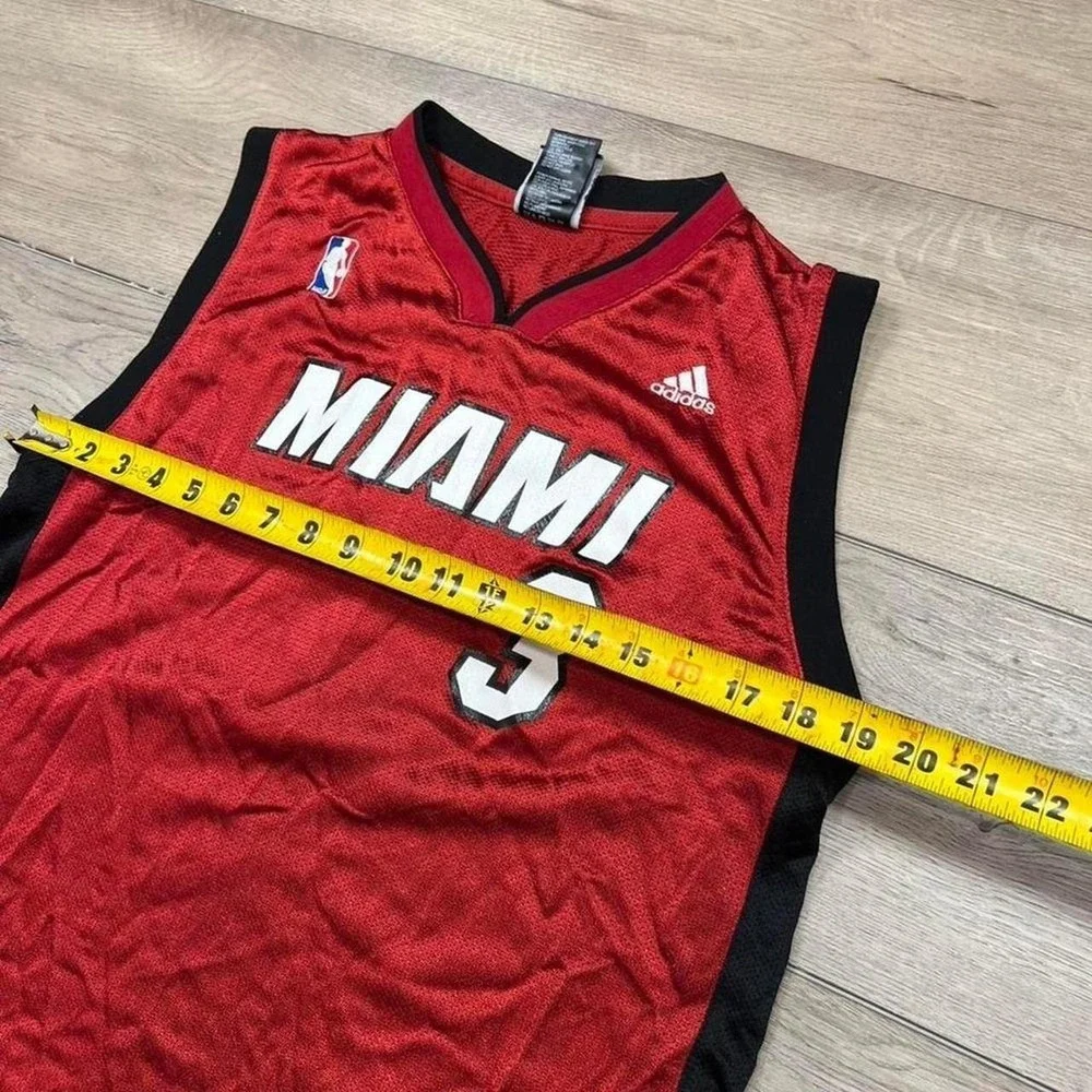 Adidas Miami Heat Jersey Youth Dwyane Wade 3 Red NBA Basketball Large 14-16